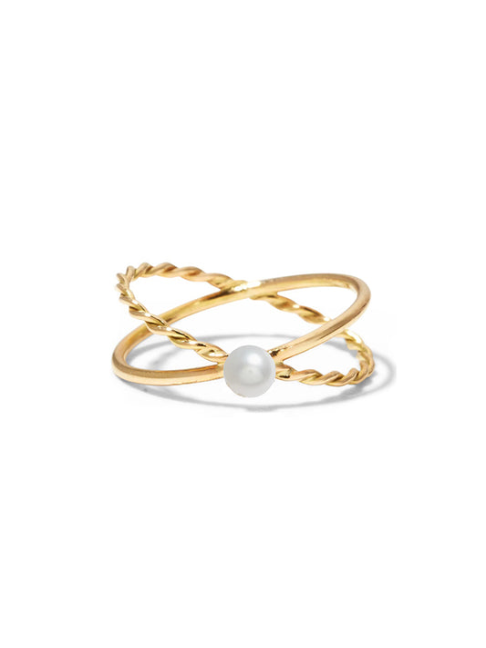 Crisscross Pearl Ring