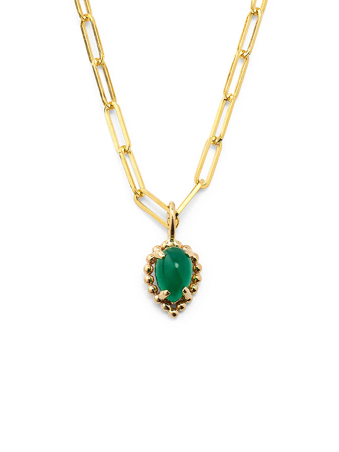 Emerald Drop Link Necklace