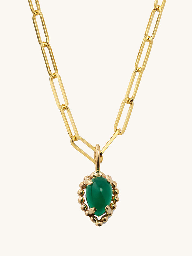 Emerald Drop Link Necklace