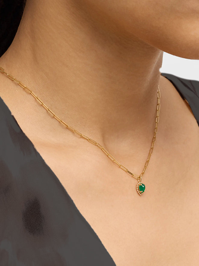 Emerald Drop Link Necklace