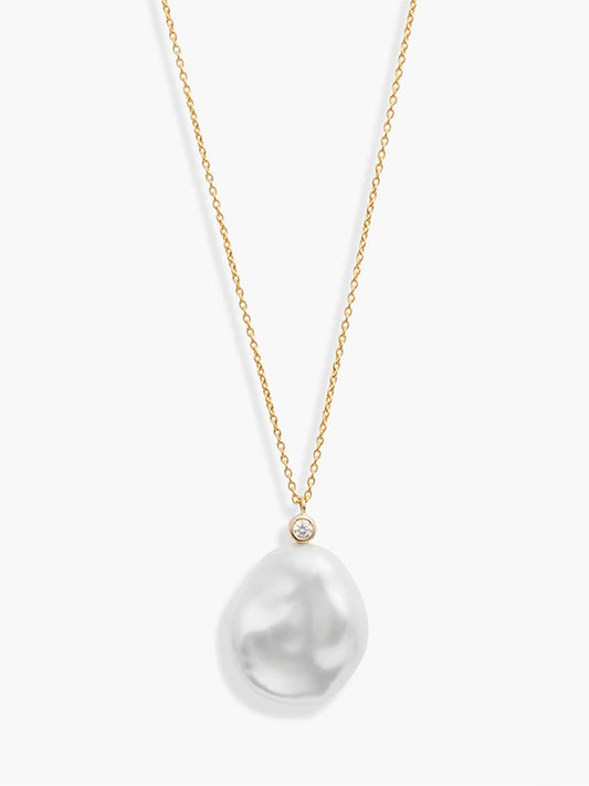 Diamond Petal Pearl Pendant Necklace