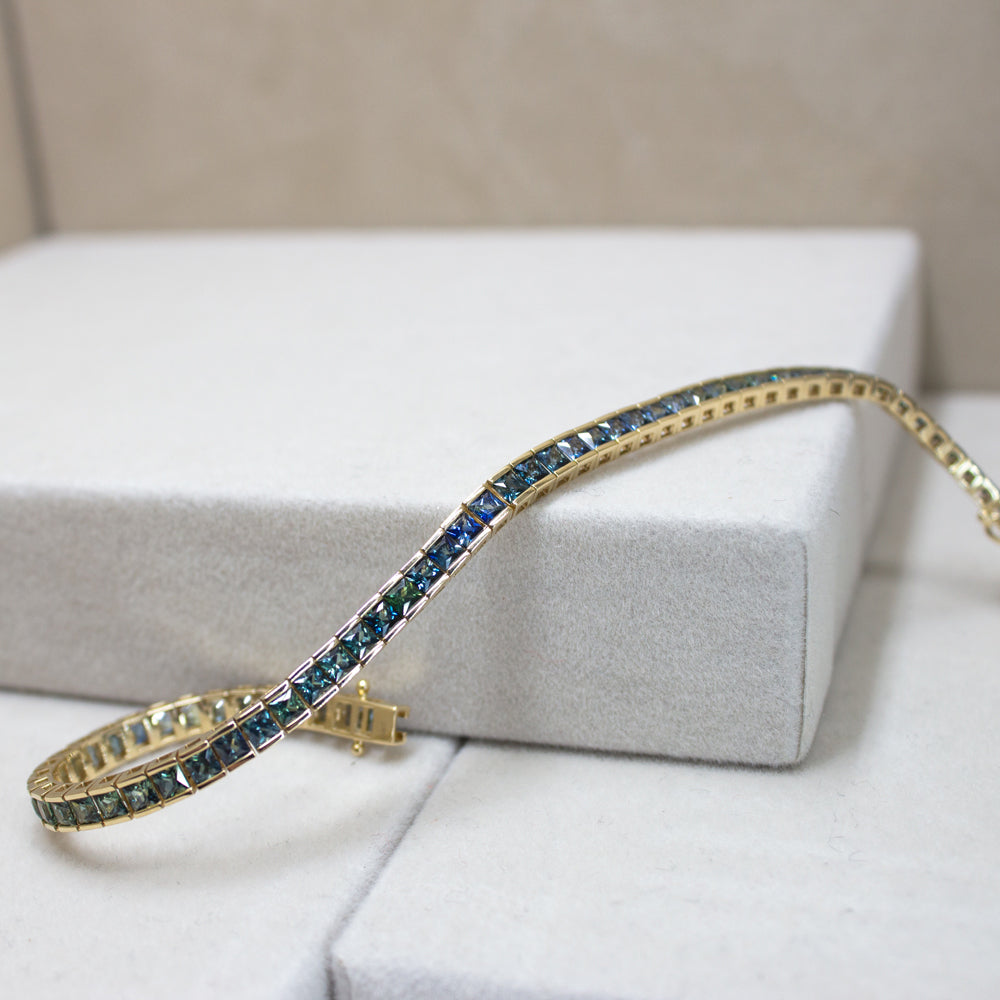 Teal Sapphire Tennis Bracelet