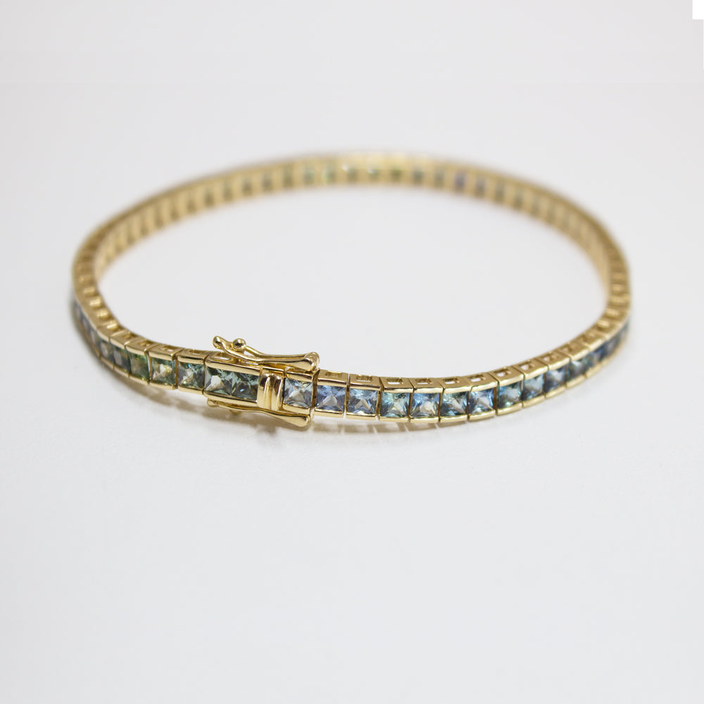 Teal Sapphire Tennis Bracelet