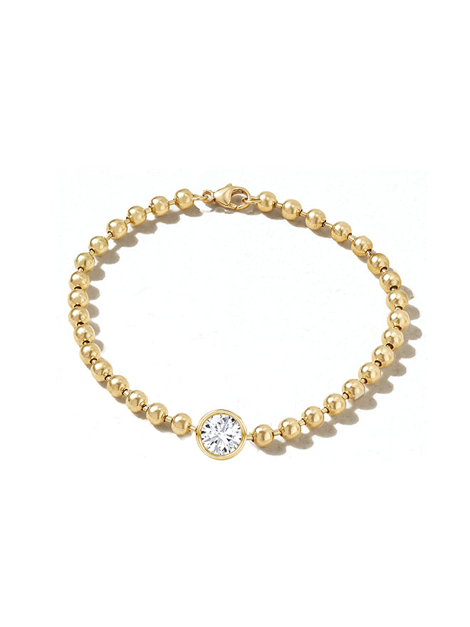 Round Lab Diamond Ball Chain Bracelet