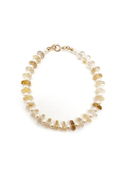 Rutilated Quartz Pearl Bracelet