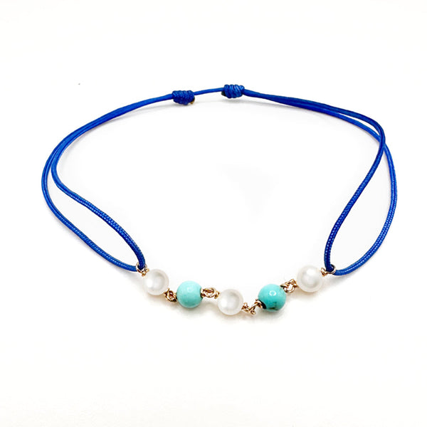 Pearl Turquoise Cord Bracelet