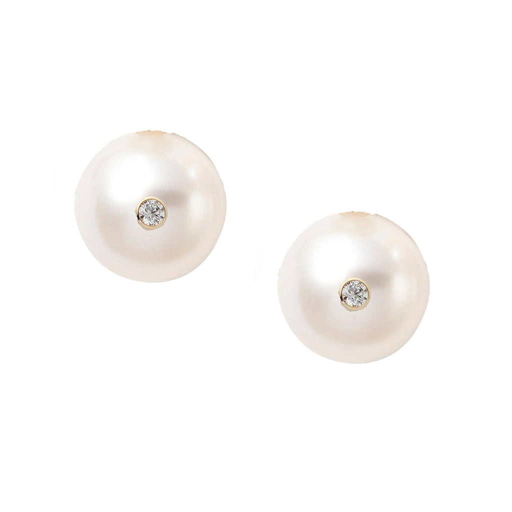 Large Pearl Diamond Studs