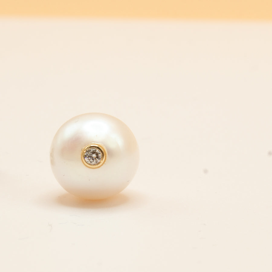 Large Pearl Diamond Pin