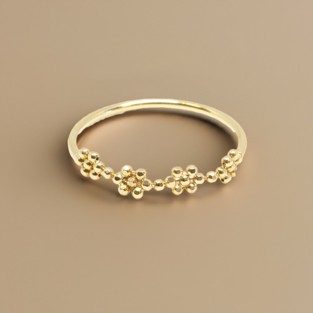 18K Flower Bead Ring