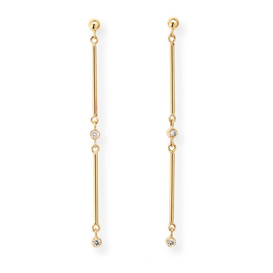 2 Linear Bar Diamond Earrings