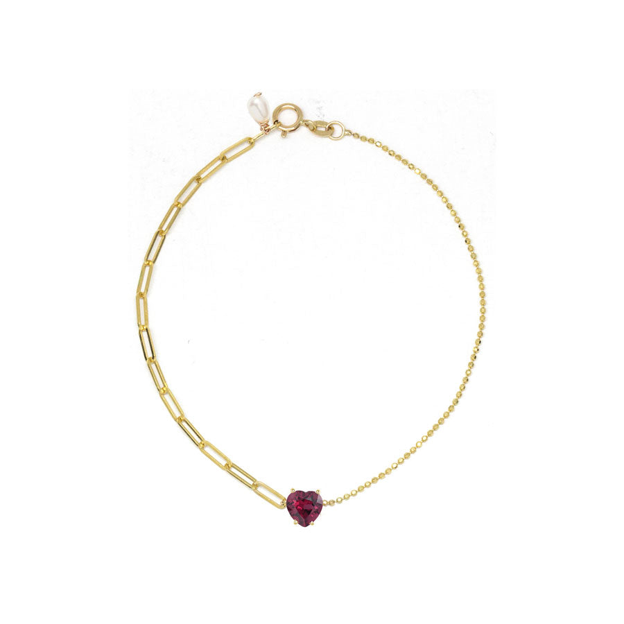 Sweetheart Gem Mixed Chain Bracelet