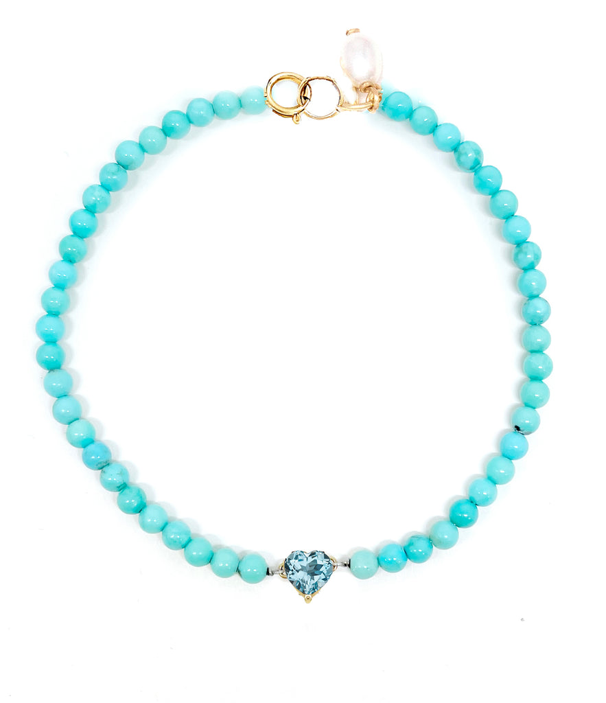 Blue Topaz Heart Turquoise Bracelet