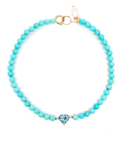 Blue Topaz Heart Turquoise Bracelet