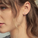 Contrast Pink Sapphire Amethyst Stud Earrings