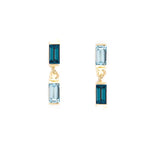Duo Baguette Blue Topaz Earrings