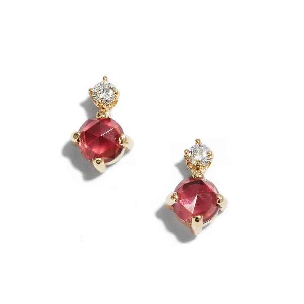 Rosecut Tourmaline Diamond Earrings