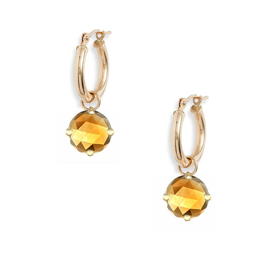 Gold Hoop Removable Rose Cut Gem Dangles