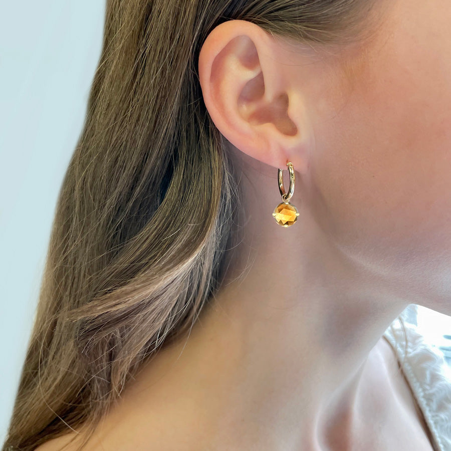 Gold Hoop Removable Rose Cut Gem Dangles