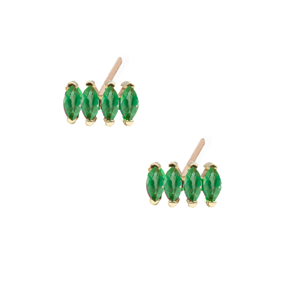 Marquise Quartet Emerald Earrings