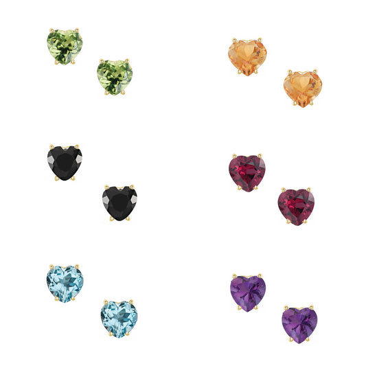 Sweetheart Gem Stud Earrings