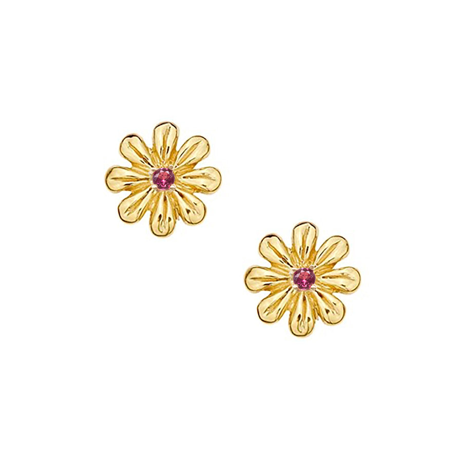 Gold Daisy Gem Stud Earrings