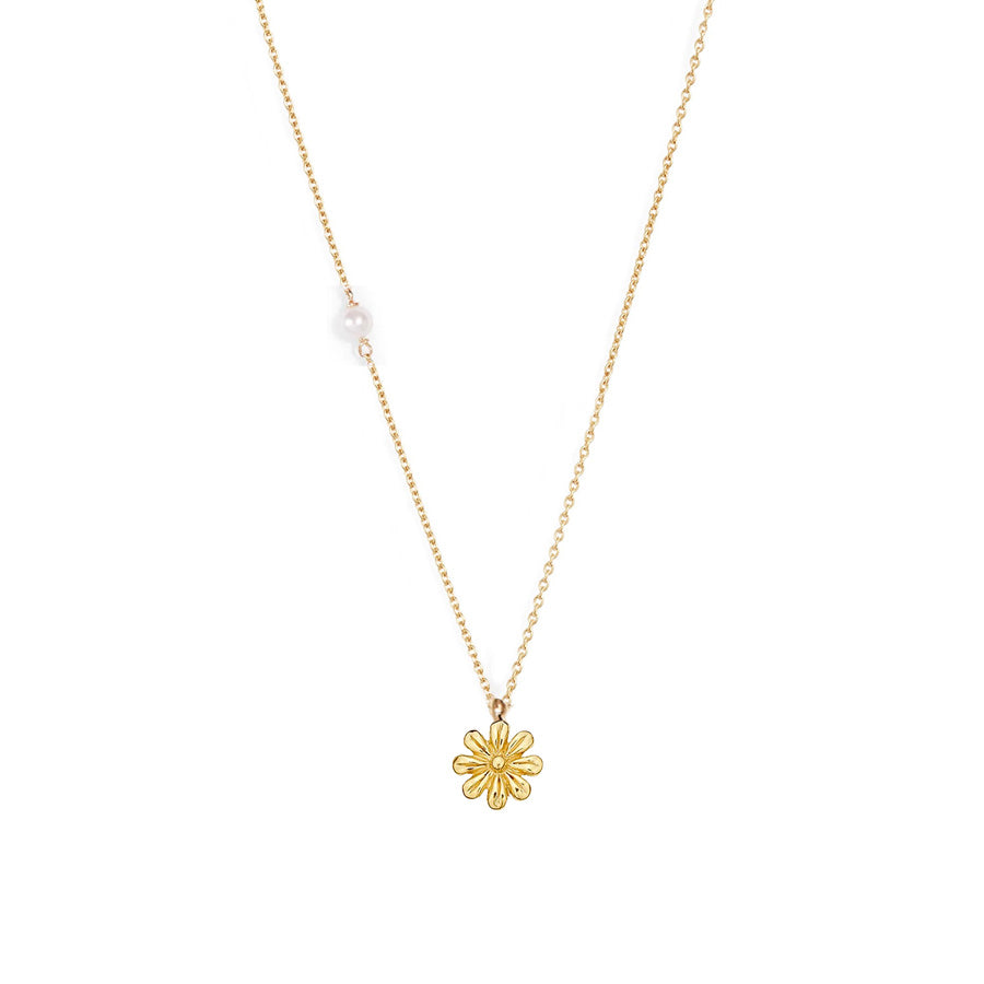 Gold Dainty Daisy Pendant Necklace