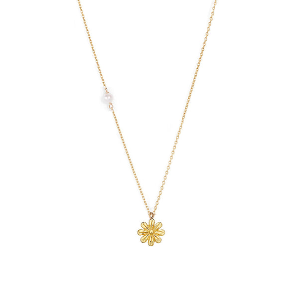 Gold Daisy Pendant Necklace
