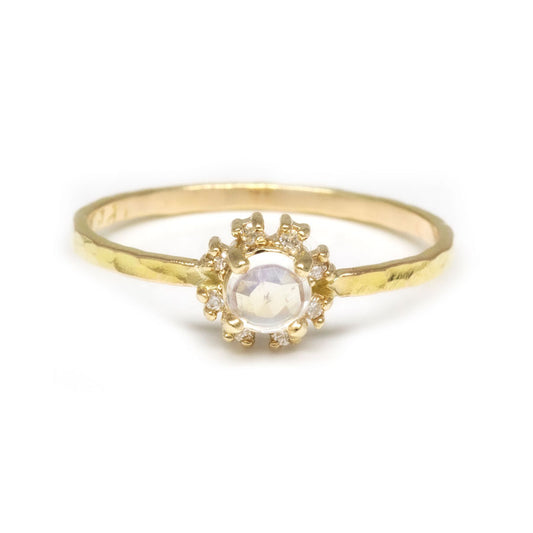 Moonstone Diamond Cluster Ring