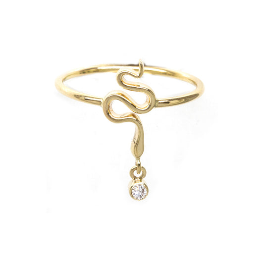 Serpent Diamond Drop Ring