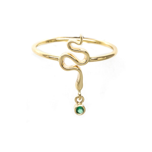 Serpent Emerald Drop Ring