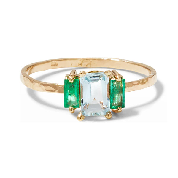 Aquamarine Emerald Ring