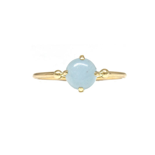 Cabochon Aquamarine Gold Dot Ring