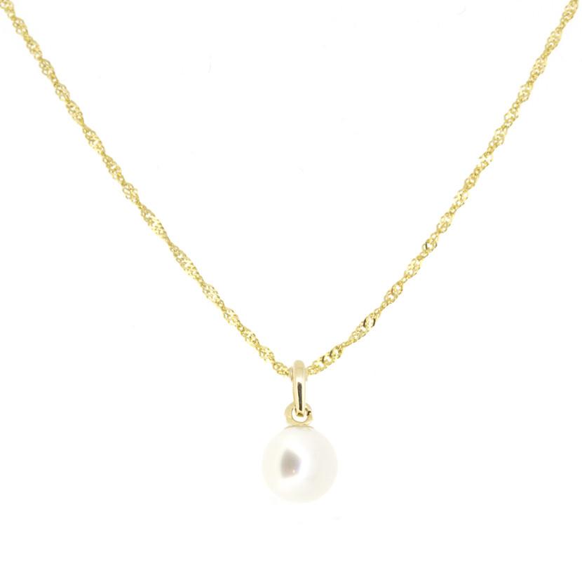 Gold Charm Necklace - Pearl