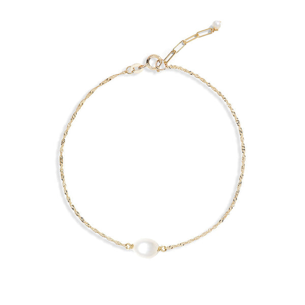 Oval Pearl Solitaire Shimmer Anklet