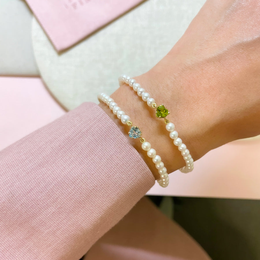 Gem Heart Pearl Bracelet