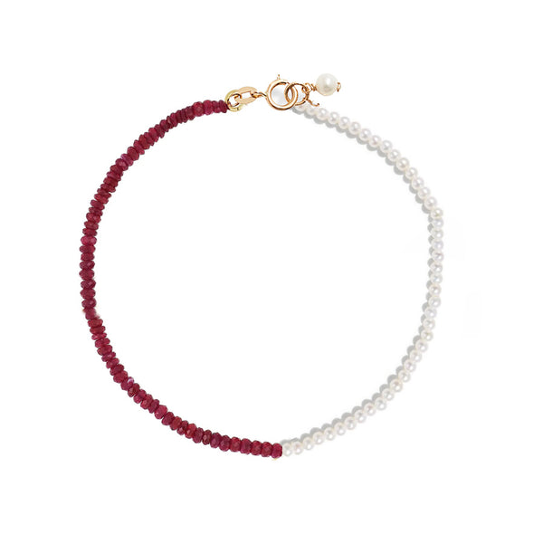 Contrast Pearl Ruby Bracelet