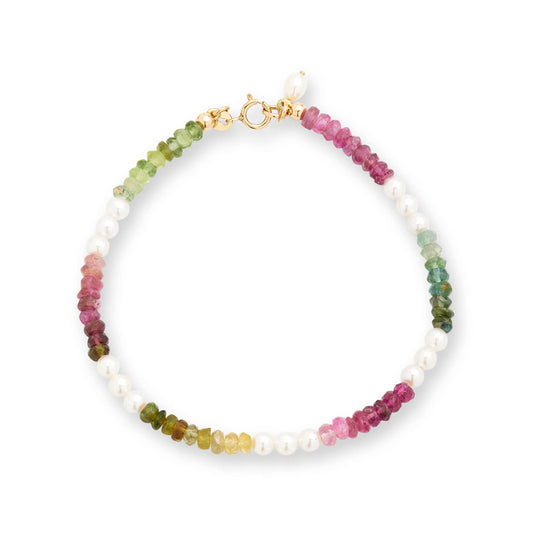 Tourmaline Pearl Spaced Bracelet