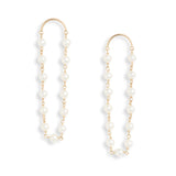 Gold Crescent Long Pearl Drop Earrings