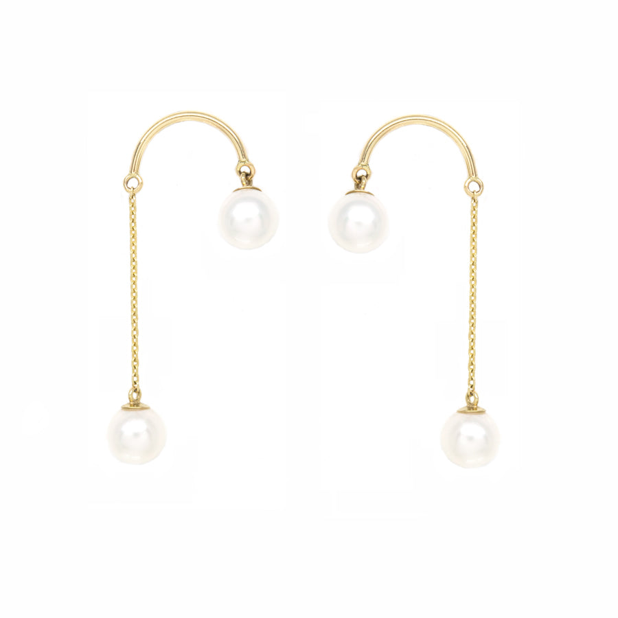 Crescent Hi-Lo Petite Pearl Earrings