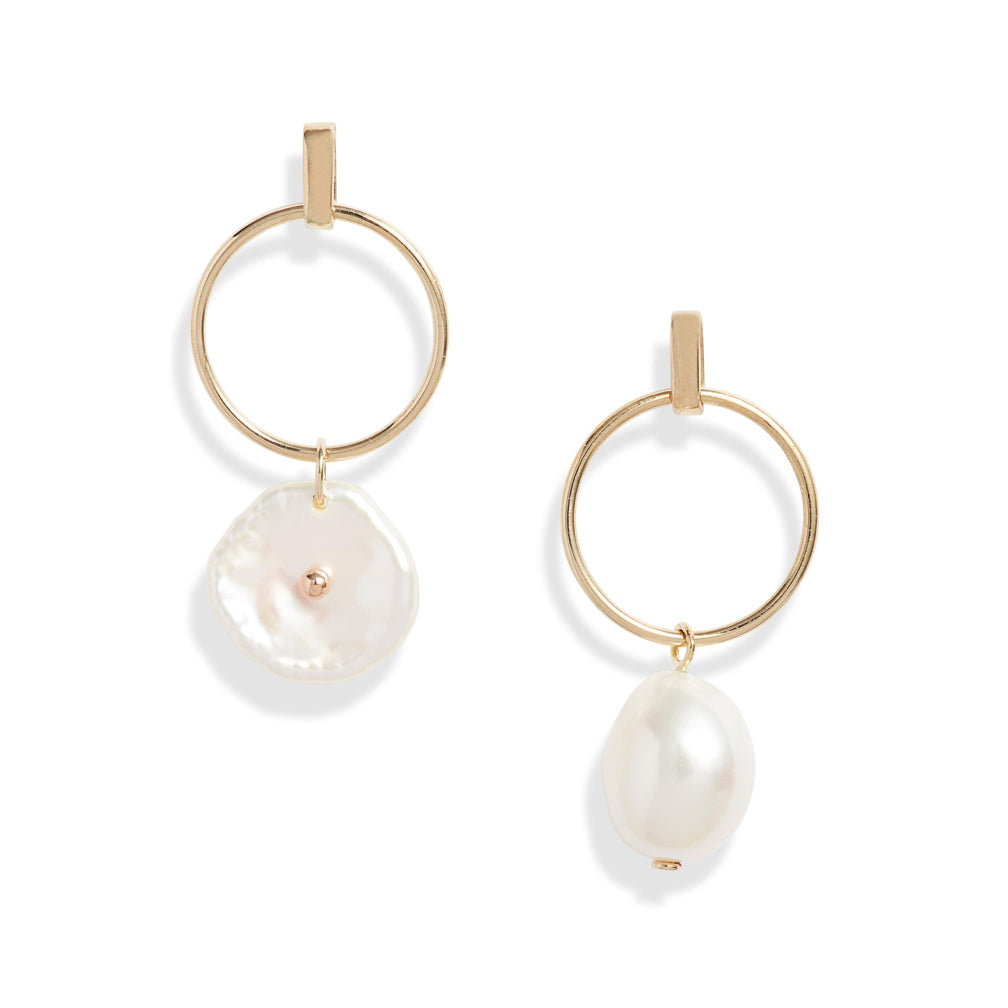 Circle Baroque Petal Pearl Earrings