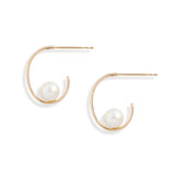 Gold Oval Pearl Earrings