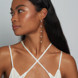 Long Oval Pearl Linear Earrings