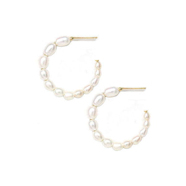 Medium Gradual Pearl Hoop Earrings