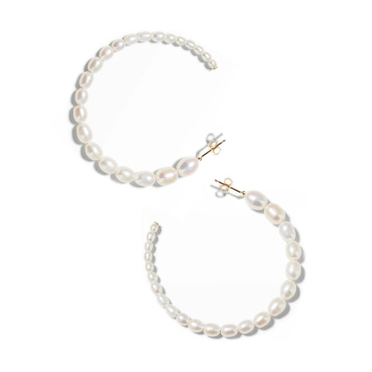 Large Gradual Pearl Hoop Earrings