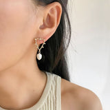 Large Heart Oval Pearl Earrings