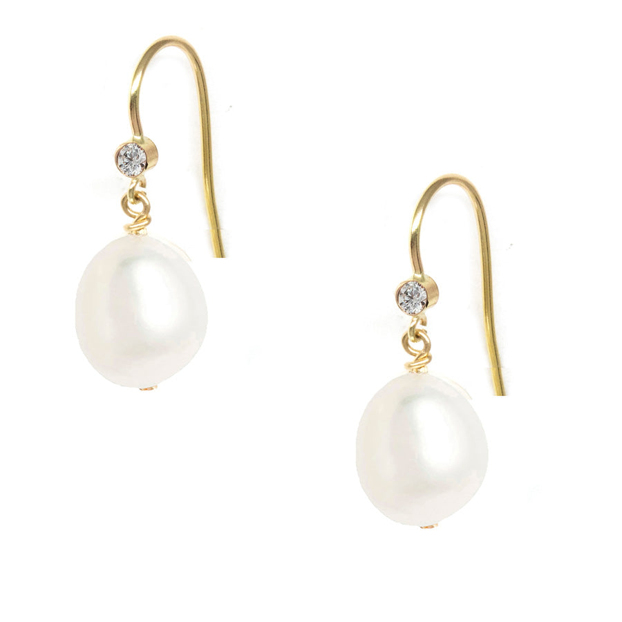 Gem Hook Large Oval Pearl Earrings