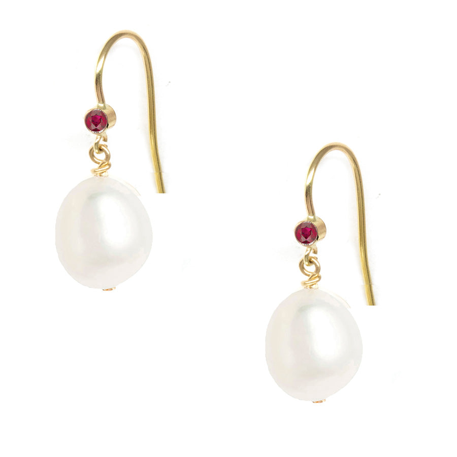 Gem Hook Large Oval Pearl Earrings