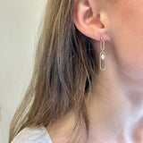 Long Link Pearl Dangle Earrings