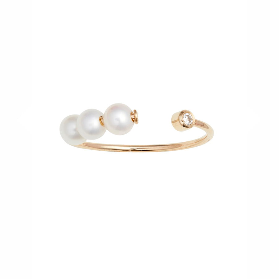 Triple Baby Pearl Diamond Ring