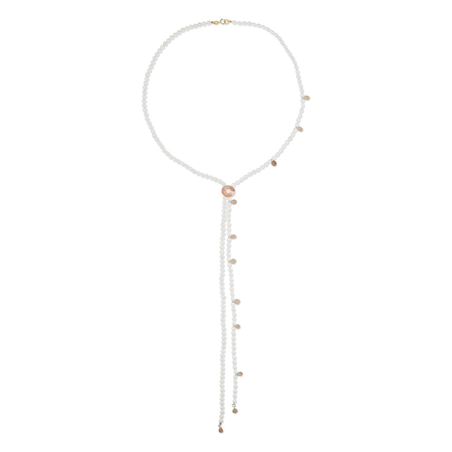 Double Pearl Gold Confetti Bolo Necklace
